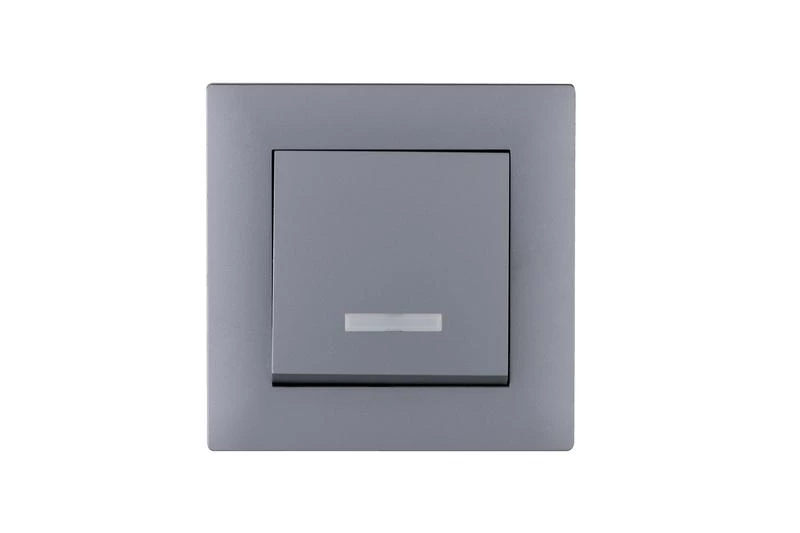 Выключатель 1-клав. с подсветкой Karea RIZZ STAR сер. Makel 88065021 ТехноИмпульс