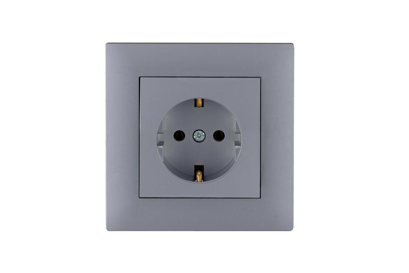 Розетка 1-м Karea RIZZ STAR с заземл. сер. Makel 88065028 ТехноИмпульс