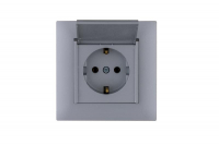 Розетка 1-м с крышкой Karea RIZZ STAR с заземл. сер. Makel 88065029 ТехноИмпульс