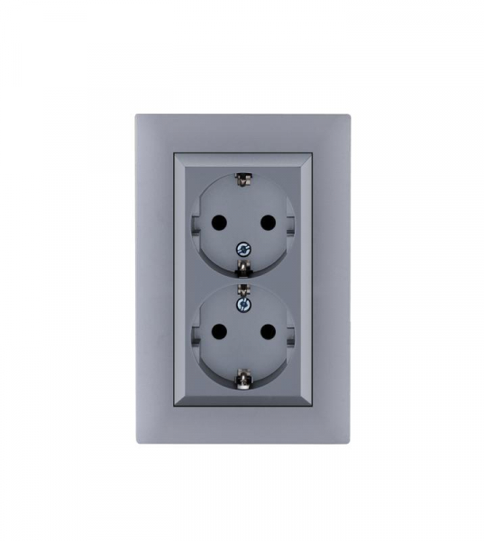 Розетка 2-я Karea RIZZ STAR с заземл. сер. Makel 88065082 ТехноИмпульс