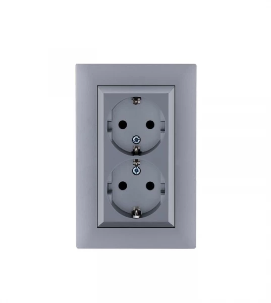 Розетка 2-я Karea RIZZ STAR с заземл. сер. Makel 88065082 ТехноИмпульс