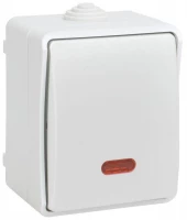 Выключатель проходной 1-кл. ОП Форс IP54 ВС20-1-1-ФБ с индикацией бел. IEK EVS11-K01-10-54-DC ТехноИмпульс