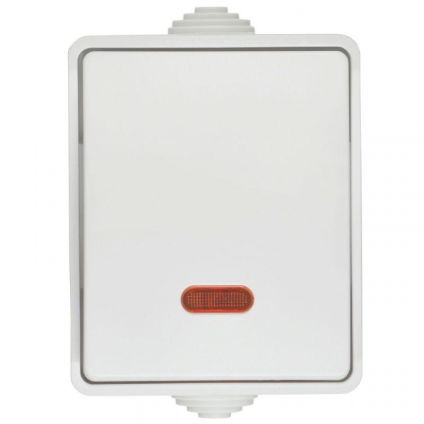 Выключатель проходной 1-кл. ОП Форс IP54 ВС20-1-1-ФБ с индикацией бел. IEK EVS11-K01-10-54-DC ТехноИмпульс