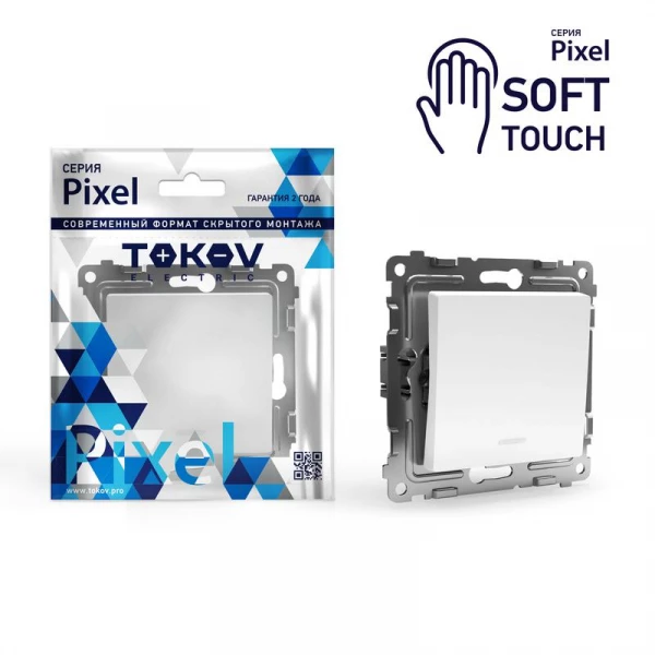 Выключатель 1-кл. СП Pixel 10А IP20 с индикатором механизм айс TOKOV ELECTRIC TKE-PX-V1I-C34 ТехноИмпульс