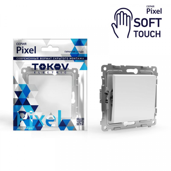 Переключатель проходной 1-кл. СП Pixel 10А IP20 механизм айс TOKOV ELECTRIC TKE-PX-P1-C34 ТехноИмпульс