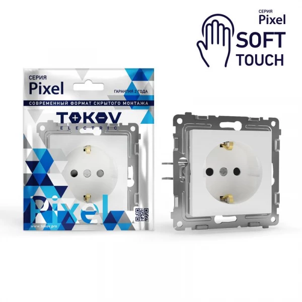 Розетка 1-м СП Pixel 16А IP20 с заземл. механизм айс TOKOV ELECTRIC TKE-PX-R1Z-C34 ТехноИмпульс