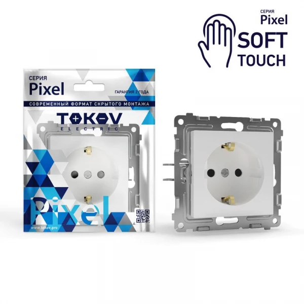 Розетка 1-м СП Pixel 16А IP20 с заземл. защ. шторки механизм айс TOKOV ELECTRIC TKE-PX-R1ZSF-C34 ТехноИмпульс