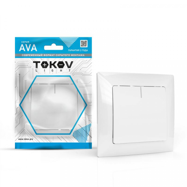 Выключатель 1-кл. СП AVA 10А IP20 с индикатором в сборе бел. TOKOV LIGHT TKL-AV-V1IF-C01 ТехноИмпульс
