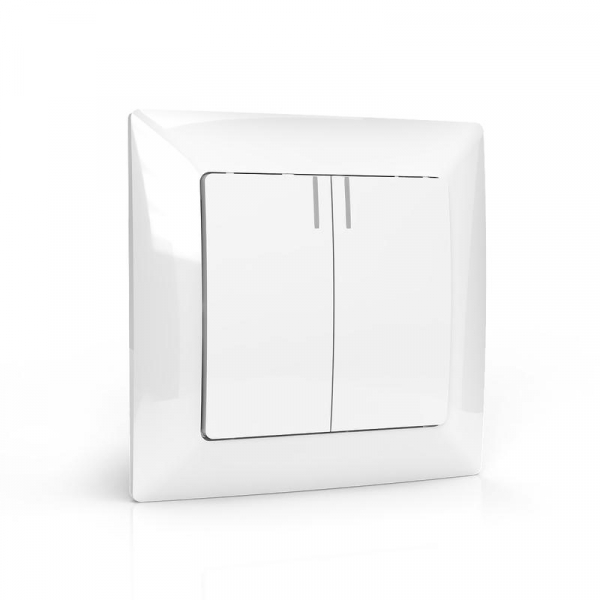 Выключатель 2-кл. СП AVA 10А IP20 с индикатором в сборе бел. TOKOV LIGHT TKL-AV-V2IF-C01 ТехноИмпульс