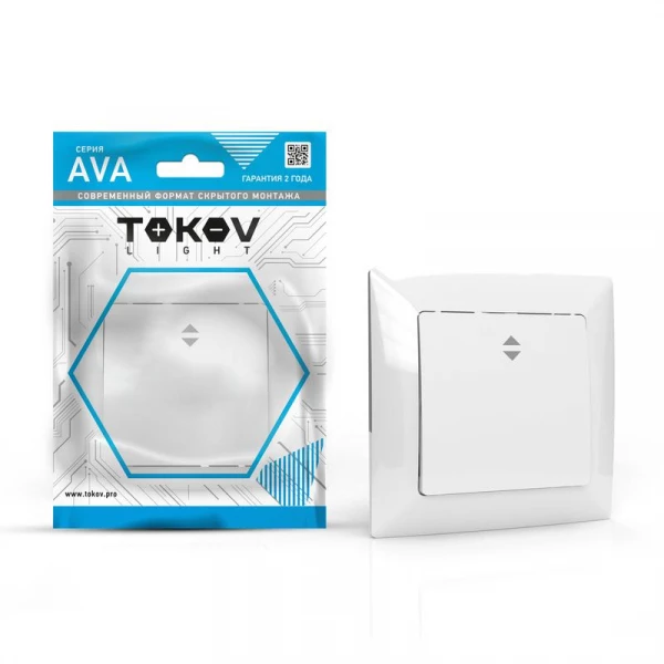 Переключатель проходной 1-кл. СП AVA 10А IP20 в сборе бел. TOKOV LIGHTTKL-AV-P1F-C01 ТехноИмпульс