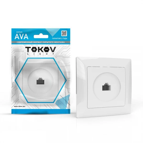 Розетка компьютерная 1-м СП AVA в сборе бел. TOKOV LIGHT TKL-AV-RC1-C01 ТехноИмпульс