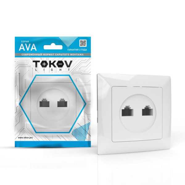 Розетка компьютерная 2-м СП AVA в сборе бел. TOKOV LIGHT TKL-AV-RC2-C01 ТехноИмпульс