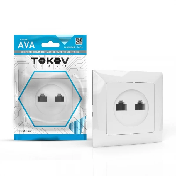 Розетка компьютерная 2-м СП AVA в сборе бел. TOKOV LIGHT TKL-AV-RC2-C01 ТехноИмпульс