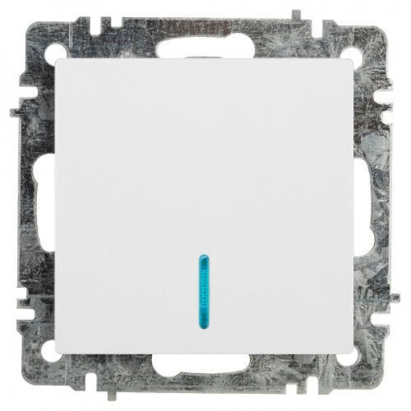 Выключатель 1-кл. СП Accent 6-102-01 10А IP20 250В с подсветкой AL/CU бел. Intro Б0063445 ТехноИмпульс