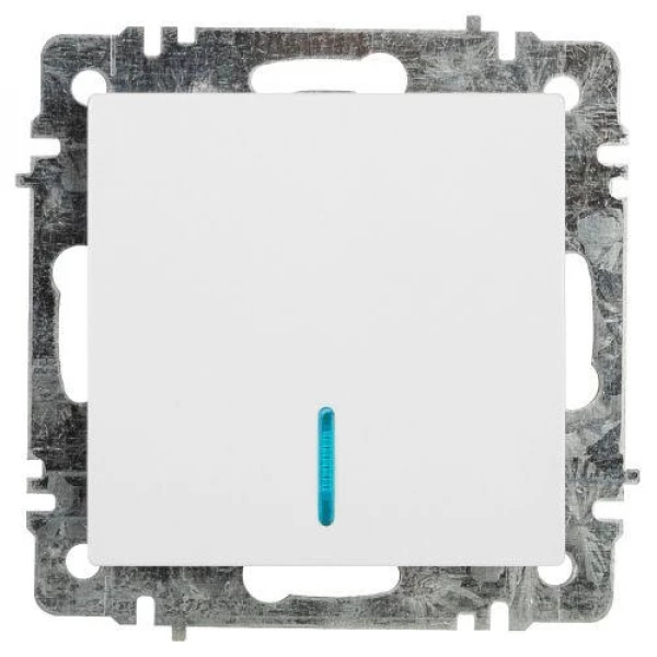 Выключатель 1-кл. СП Accent 6-102-01 10А IP20 250В с подсветкой AL/CU бел. Intro Б0063445 ТехноИмпульс