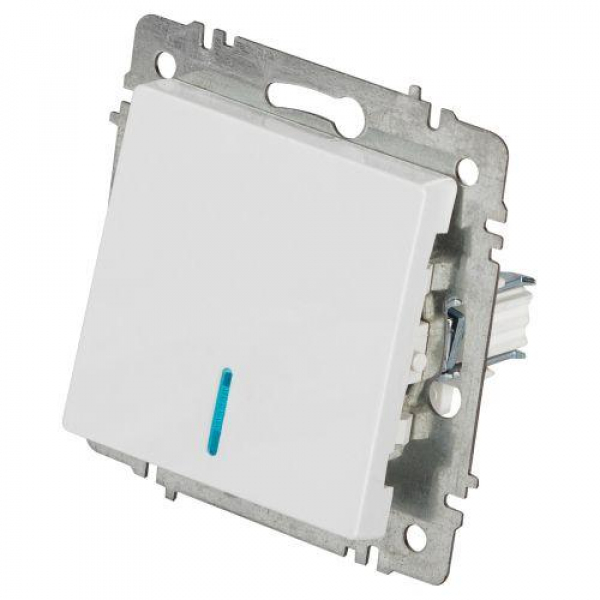 Выключатель 1-кл. СП Accent 6-102-01 10А IP20 250В с подсветкой AL/CU бел. Intro Б0063445 ТехноИмпульс