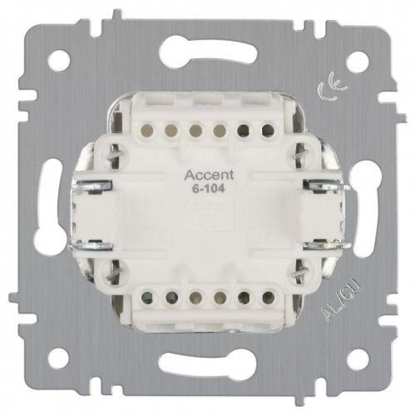 Выключатель 2-кл. СП Accent 6-104-01 10А IP20 250В AL/CU бел. Intro Б0063452 ТехноИмпульс