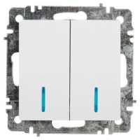 Выключатель 2-кл. СП Accent 6-105-01 10А IP20 250В с подсветкой AL/CU бел. Intro Б0063505 ТехноИмпульс