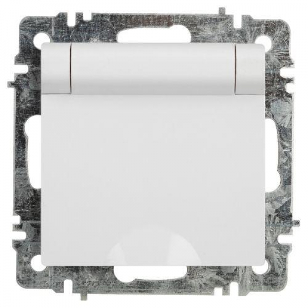 Розетка 1-м СП Accent 6-203-01 16А IP20 250В 2P+E Schuko с крышкой AL/CU бел. Intro Б0063709 ТехноИмпульс