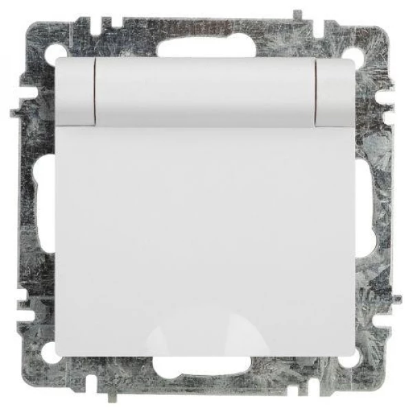 Розетка 1-м СП Accent 6-203-01 16А IP20 250В 2P+E Schuko с крышкой AL/CU бел. Intro Б0063709 ТехноИмпульс