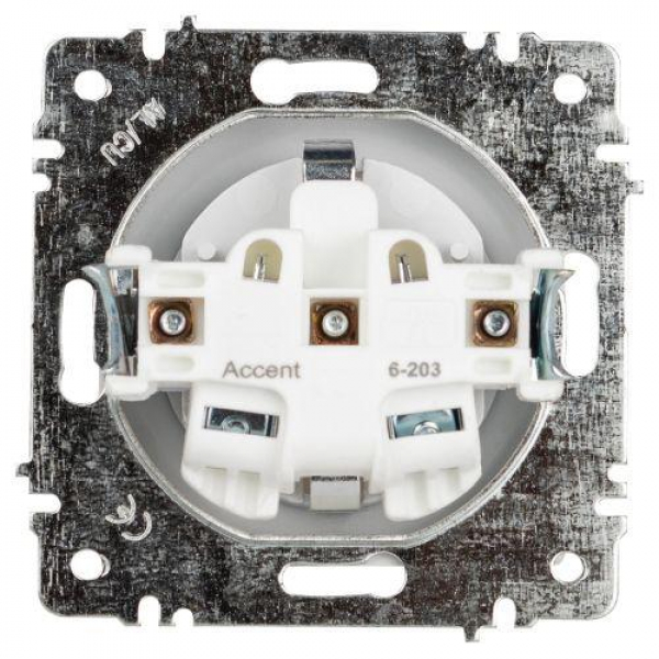 Розетка 1-м СП Accent 6-203-01 16А IP20 250В 2P+E Schuko с крышкой AL/CU бел. Intro Б0063709 ТехноИмпульс