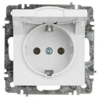 Розетка 1-м СП Accent 6-203-01 16А IP20 250В 2P+E Schuko с крышкой AL/CU бел. Intro Б0063709 ТехноИмпульс