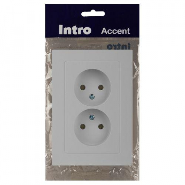 Розетка 2-м СП Accent 6-204-01 16А IP20 250В 2P AL/CU бел. Intro Б0063447 ТехноИмпульс