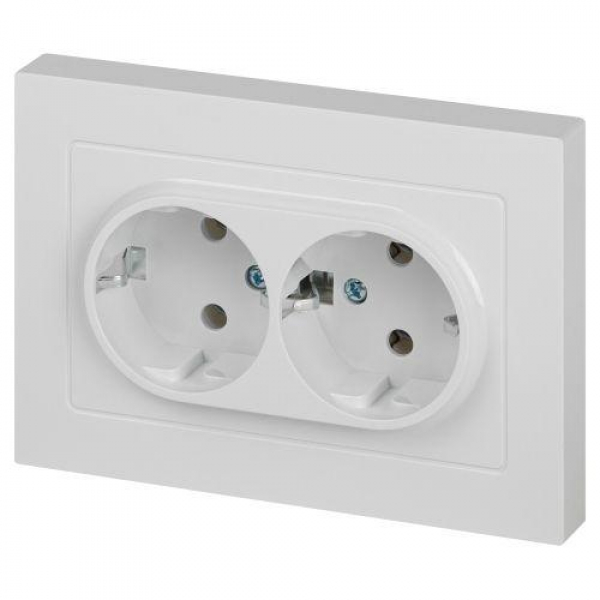 Розетка 2-м СП Accent 6-205-01 16А IP20 250В 2P+E Schuko AL/CU бел. Intro Б0063485 ТехноИмпульс