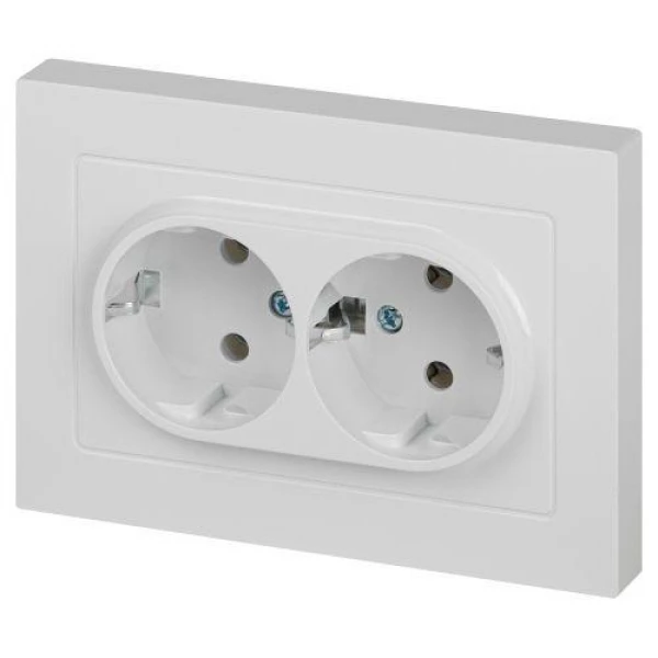 Розетка 2-м СП Accent 6-205-01 16А IP20 250В 2P+E Schuko AL/CU бел. Intro Б0063485 ТехноИмпульс