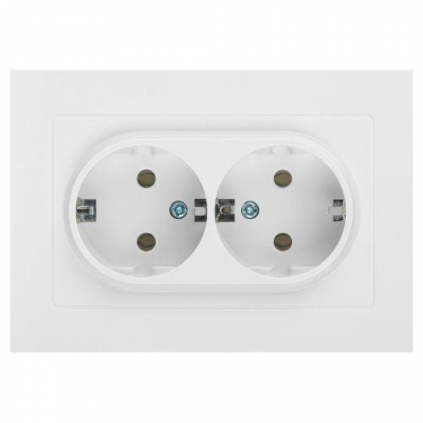 Розетка 2-м СП Accent 6-205-01 16А IP20 250В 2P+E Schuko AL/CU бел. Intro Б0063485 ТехноИмпульс