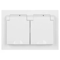 Розетка 2-м СП Accent 6-210-01 16А IP44 250В 2P+E Schuko с крышками защ. шторки AL/CU бел. Intro Б0063577 ТехноИмпульс