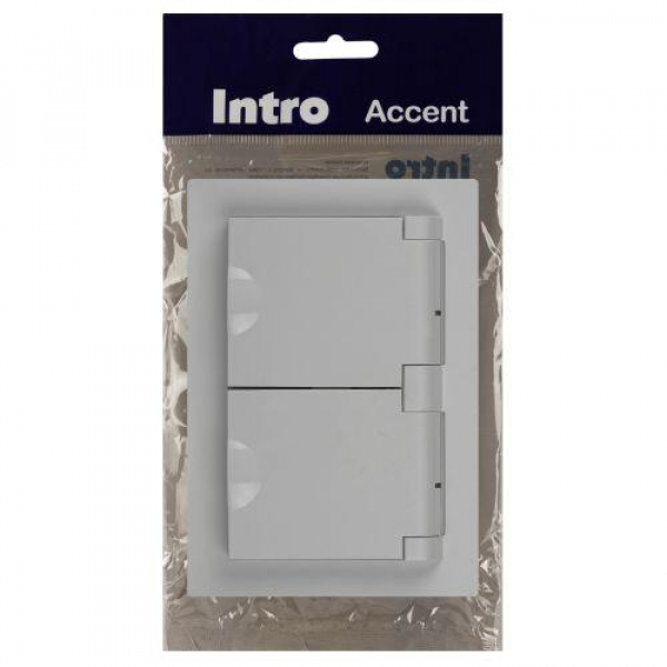 Розетка 2-м СП Accent 6-210-01 16А IP44 250В 2P+E Schuko с крышками защ. шторки AL/CU бел. Intro Б0063577 ТехноИмпульс