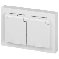 Розетка 2-м СП Accent 6-210-01 16А IP44 250В 2P+E Schuko с крышками защ. шторки AL/CU бел. Intro Б0063577 ТехноИмпульс