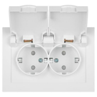 Розетка 2-м СП Accent 6-210-01 16А IP44 250В 2P+E Schuko с крышками защ. шторки AL/CU бел. Intro Б0063577 ТехноИмпульс
