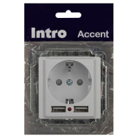 Розетка 1-м СП Accent 6-410-01 16А IP20 250В P+E Schuko защ. шторки + 2хUSB бел. Intro Б0063689 ТехноИмпульс