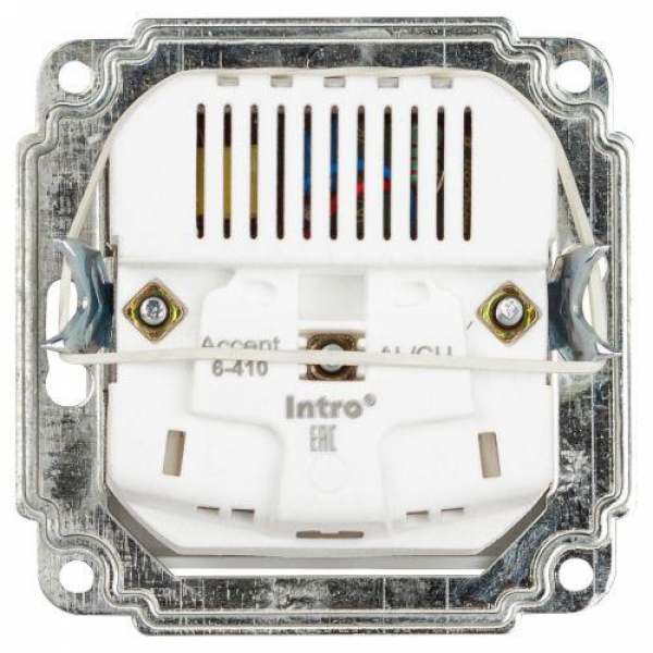Розетка 1-м СП Accent 6-410-01 16А IP20 250В P+E Schuko защ. шторки + 2хUSB бел. Intro Б0063689 ТехноИмпульс
