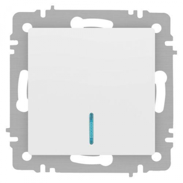 Выключатель 1-кл. СП Accent 6-102-01М 10А IP20 250В с подсветкой AL/CU бел. матов. Intro Б0063466 ТехноИмпульс