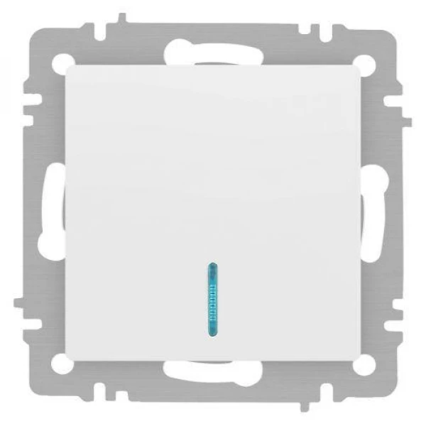 Выключатель 1-кл. СП Accent 6-102-01М 10А IP20 250В с подсветкой AL/CU бел. матов. Intro Б0063466 ТехноИмпульс