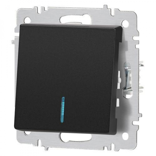 Выключатель 1-кл. СП Accent 6-102-05 10А IP20 250В с подсветкой AL/CU антрацит Intro Б0063475 ТехноИмпульс