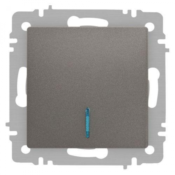 Выключатель 1-кл. СП Accent 6-102-09 10А IP20 250В с подсветкой AL/CU титан Intro Б0063460 ТехноИмпульс