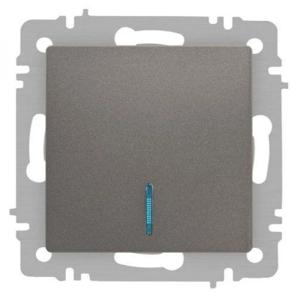 Выключатель 1-кл. СП Accent 6-102-09 10А IP20 250В с подсветкой AL/CU титан Intro Б0063460 ТехноИмпульс