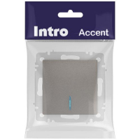 Выключатель 1-кл. СП Accent 6-102-09 10А IP20 250В с подсветкой AL/CU титан Intro Б0063460 ТехноИмпульс