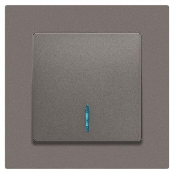 Выключатель 1-кл. СП Accent 6-102-09 10А IP20 250В с подсветкой AL/CU титан Intro Б0063460 ТехноИмпульс