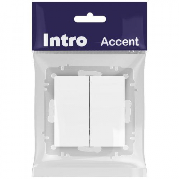 Выключатель 2-кл. СП Accent 6-104-01М 10А IP20 250В AL/CU бел. матов. Intro Б0063456 ТехноИмпульс