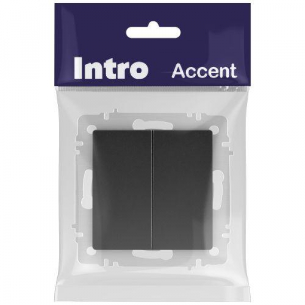 Выключатель 2-кл. СП Accent 6-104-05 10А IP20 250В AL/CU антрацит Intro Б0063488 ТехноИмпульс