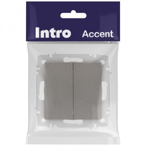 Выключатель 2-кл. СП Accent 6-104-09 10А IP20 250В AL/CU титан Intro Б0063499 ТехноИмпульс