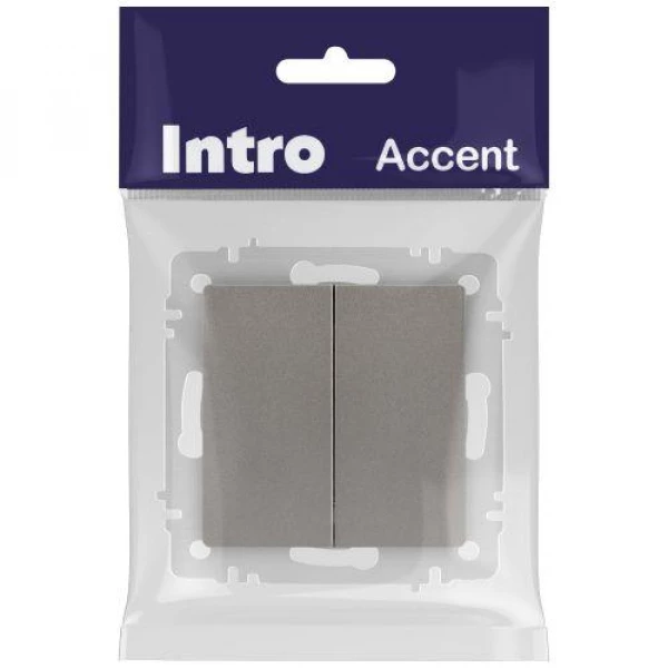 Выключатель 2-кл. СП Accent 6-104-09 10А IP20 250В AL/CU титан Intro Б0063499 ТехноИмпульс