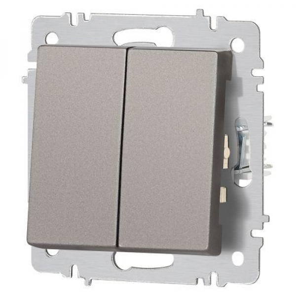 Выключатель 2-кл. СП Accent 6-104-09 10А IP20 250В AL/CU титан Intro Б0063499 ТехноИмпульс