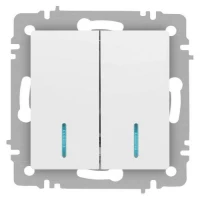 Выключатель 2-кл. СП Accent 6-105-01М 10А IP20 250В с подсветкой AL/CU бел. матов. Intro Б0063507 ТехноИмпульс