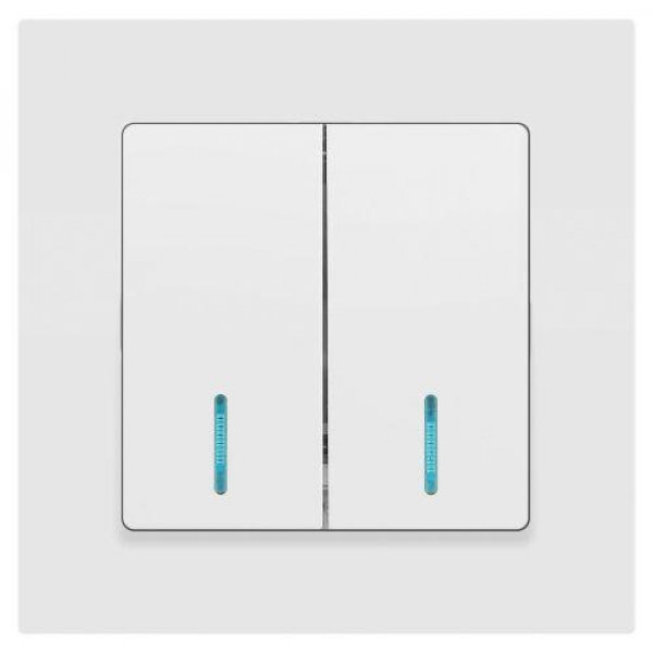 Выключатель 2-кл. СП Accent 6-105-01М 10А IP20 250В с подсветкой AL/CU бел. матов. Intro Б0063507 ТехноИмпульс